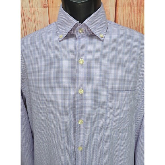 Peter Millar Mens Summer Comfort Check Shirt Medium Purple Plaid - Picture 3 of 7